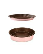 Le Duo des Classiques Dolce 1 moule à tarte D.28 cm et 1 moule à manqué D.26cm rose