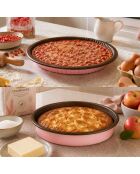 Le Duo des Classiques Dolce 1 moule à tarte D.28 cm et 1 moule à manqué D.26cm rose