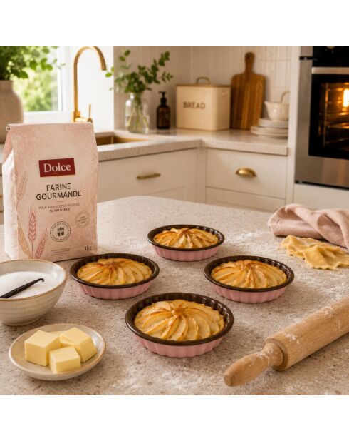 Set mit 4 rosafarbenen Dolce Tortenformen - D.10cm