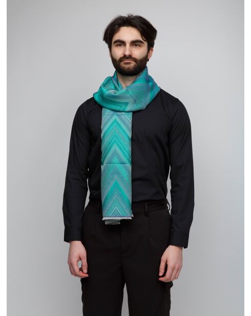 Foulard en coton Adrien bleu - 70x180 cm