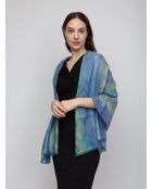Foulard en coton Augustin bleu/vert - 80x170 cm
