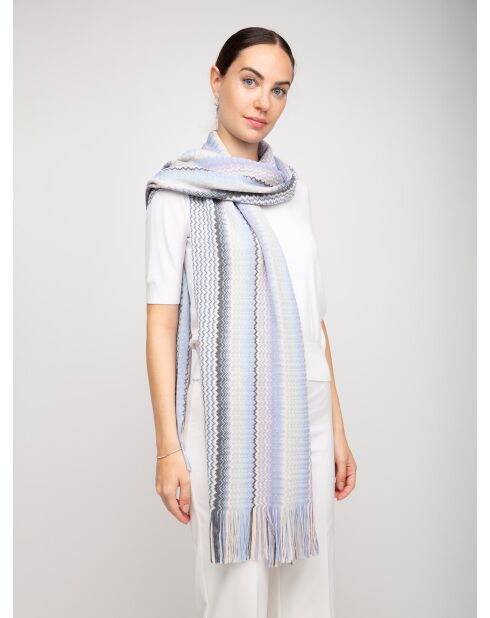 Foulard en laine Gaëlle bleu - 45x200 cm