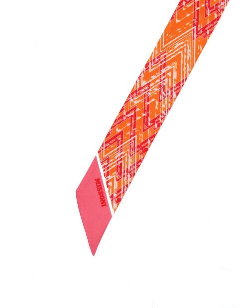 Twilly en soie Marguerite orange/rose - 2x120 cm