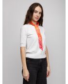 Twilly en soie Marguerite orange/rose - 2x120 cm