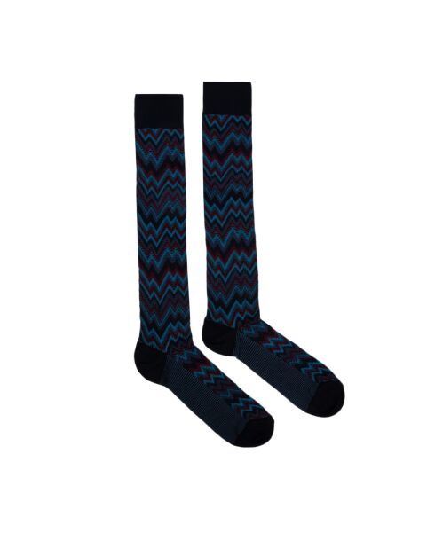 Chaussettes longues en coton Augustin bleues
