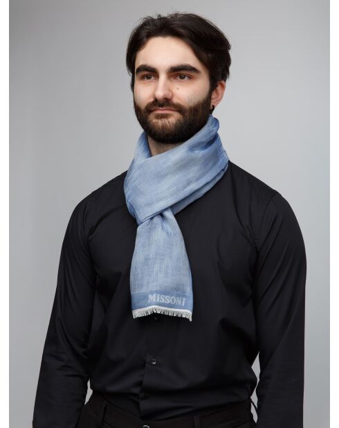 Foulard en coton Émile bleu indigo - 70x180 cm