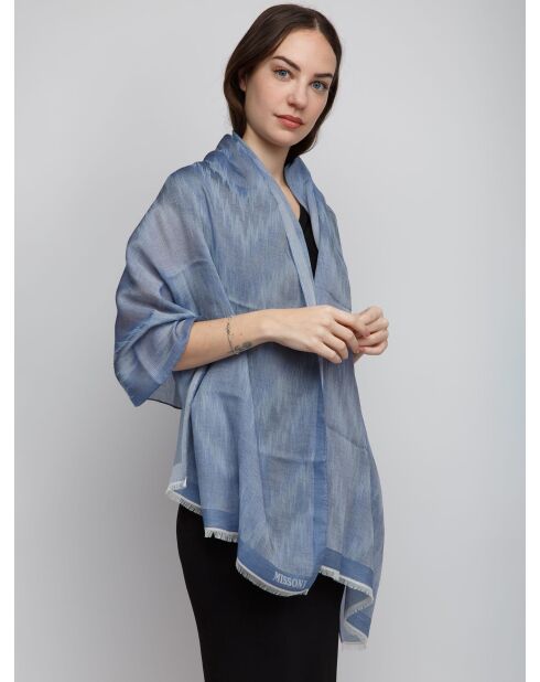 Foulard en coton Émile bleu indigo - 70x180 cm