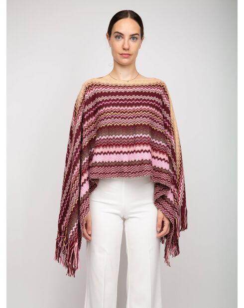 Poncho Adèle in lana multicolor - 80x140 cm