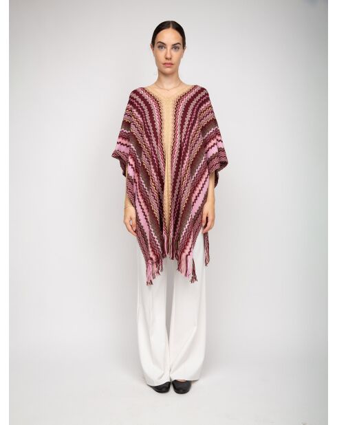 Poncho Adèle in lana multicolor - 80x140 cm