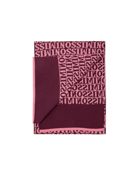 Foulard en laine Isaure bordeaux/rose - 35x180 cm