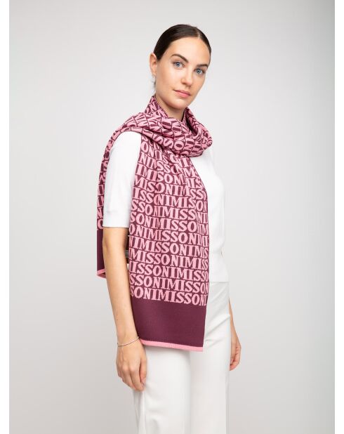 Foulard en laine Isaure bordeaux/rose - 35x180 cm