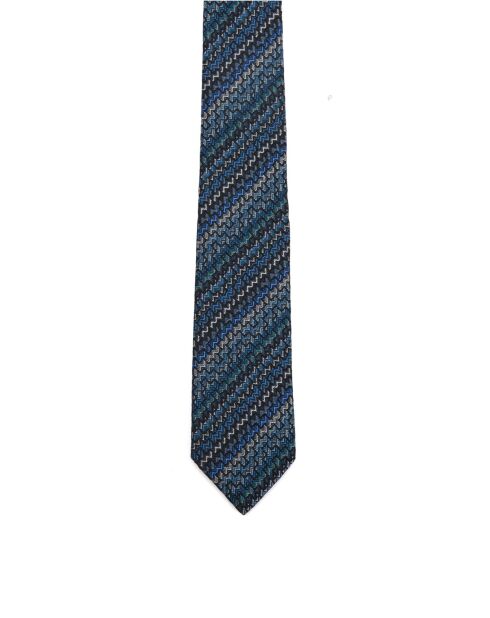 Corbata romana de seda azul marino - L.7 cm