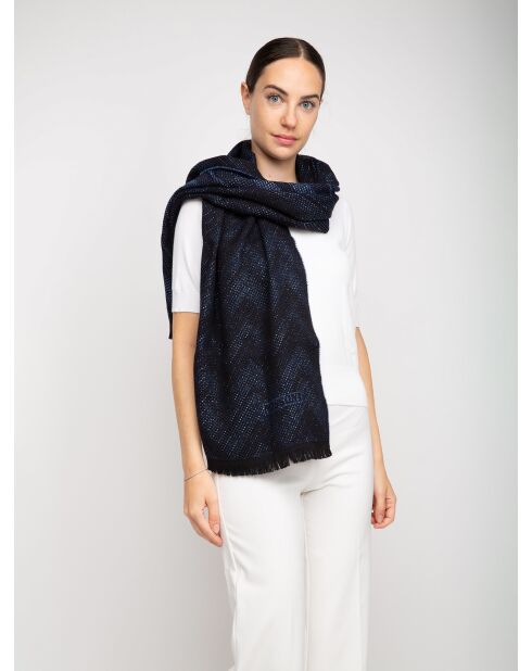 Foulard en laine Anaïs bleu marine - 70x180 cm