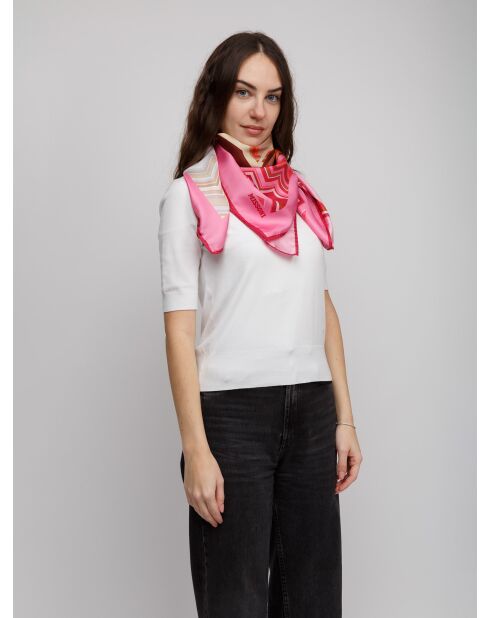 Foulard en soie Isaure rose - 90x90 cm