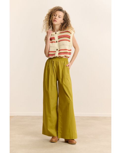 Colas olijfkleurige katoenen broek