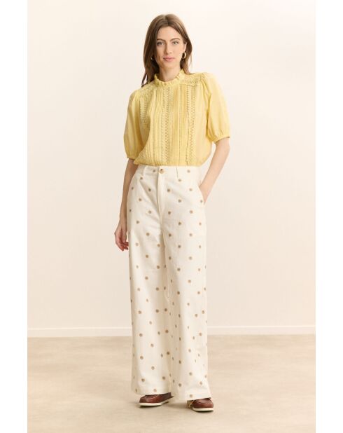 Pantalon en coton Victorine blanc