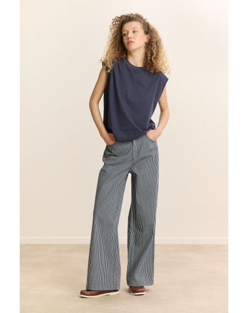 Marineblauwe katoenen broek Cole