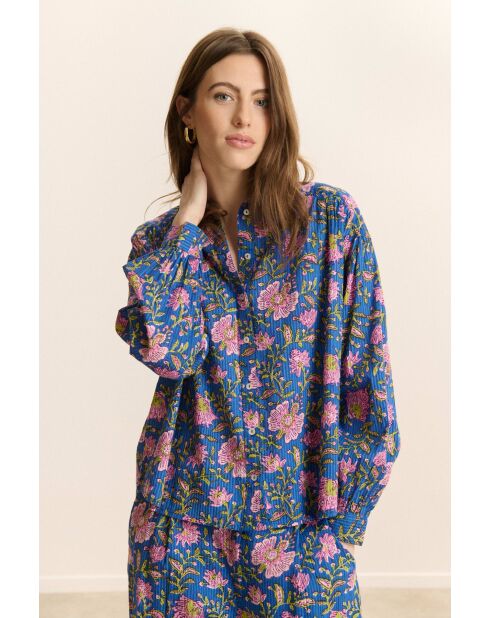 Chemise en coton Telma bleue