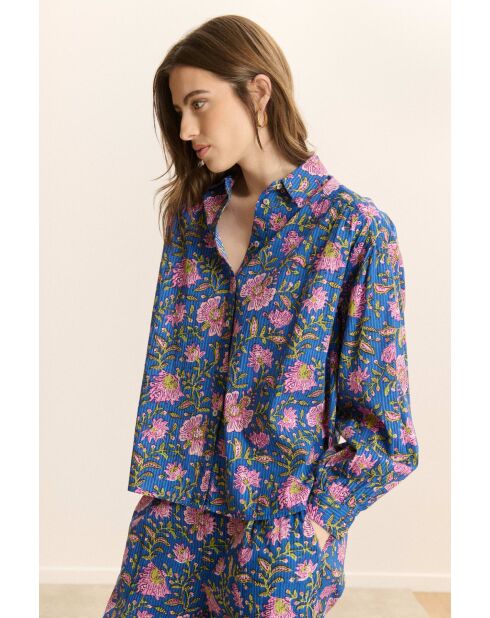 Chemise en coton Telma bleue