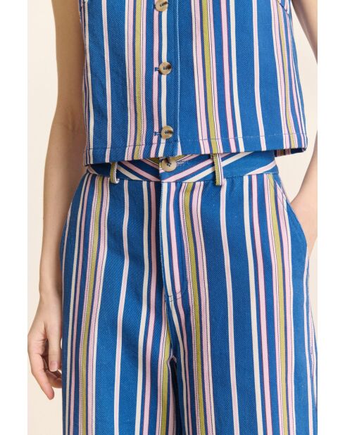 Pantalon en coton Victorine bleu