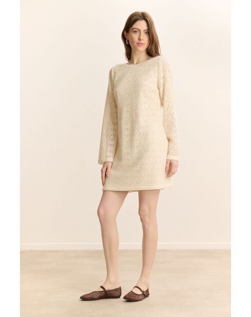 Ecrufarbenes Baumwollkleid Carmen