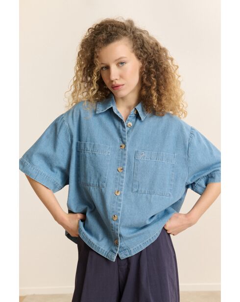 Chemise en coton Celine bleue