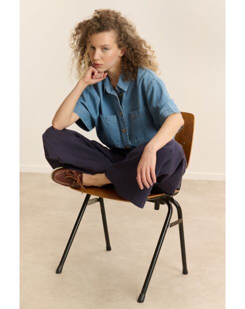 Chemise en coton Celine bleue