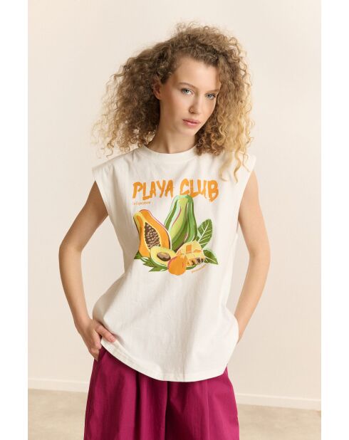 T-shirt van wit katoen Playa