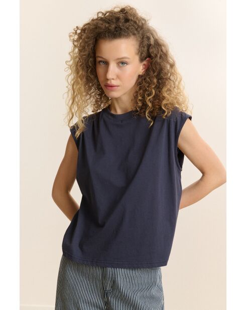 Vivi marineblaues Baumwoll-T-Shirt