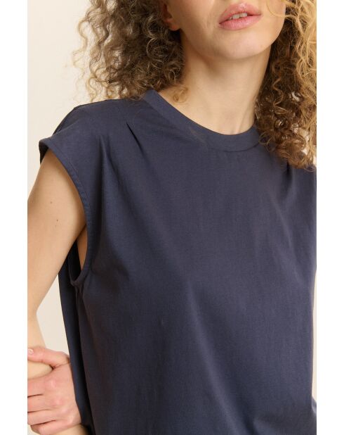 Vivi marineblaues Baumwoll-T-Shirt
