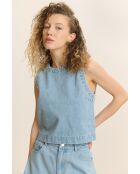 Top en coton Cesar bleu