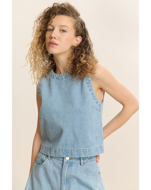 Top en coton Cesar bleu
