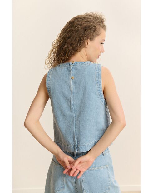 Top en coton Cesar bleu