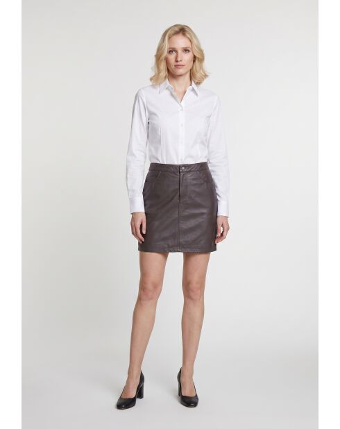 Jupe beline en cuir de mouton marron