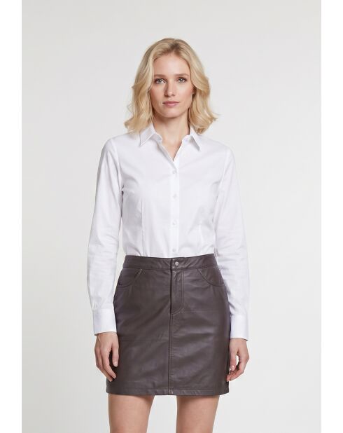 Jupe beline en cuir de mouton marron