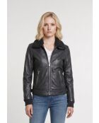 Veste en cuir Edwige noire
