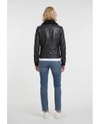 Veste en cuir Edwige noire