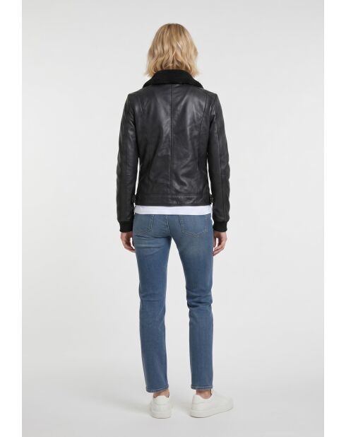 Veste en cuir Edwige noire
