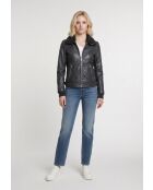Veste en cuir Edwige noire