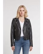 Veste en cuir Brinaya noire
