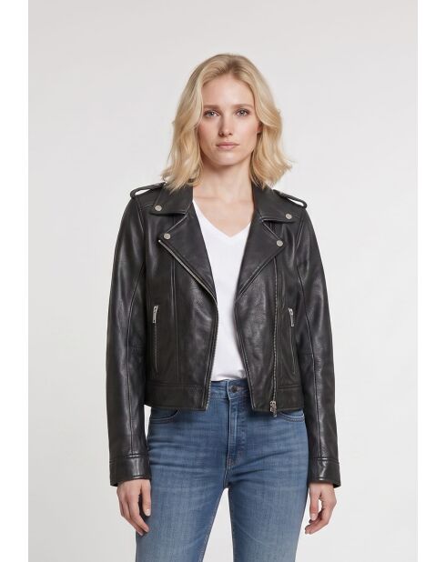 Veste en cuir Brinaya noire