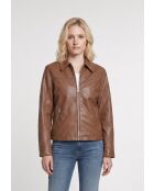 Oversize-Lederjacke Cefa in Cognac