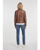 Oversize-Lederjacke Cefa in Cognac