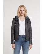 Veste en cuir Daphne noire