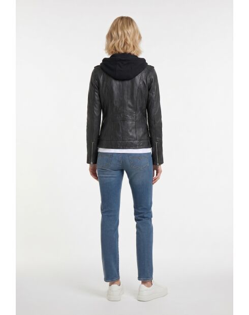 Veste en cuir Daphne noire