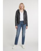 Veste en cuir Daphne noire