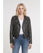 Veste en cuir Gilla noire