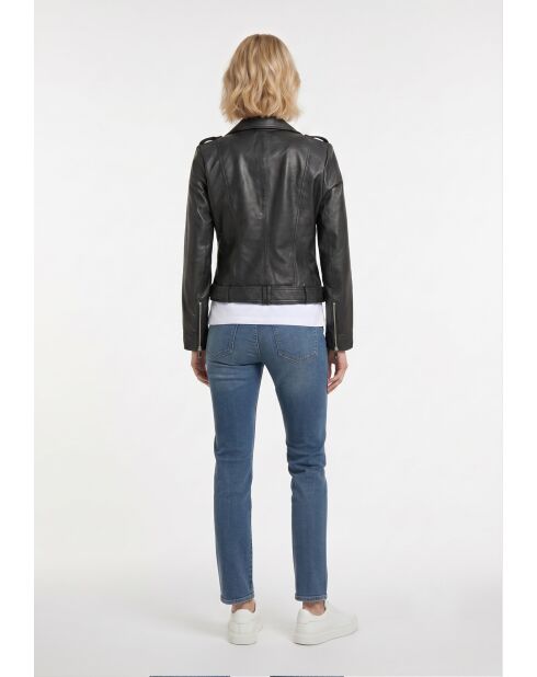 Veste en cuir Gilla noire