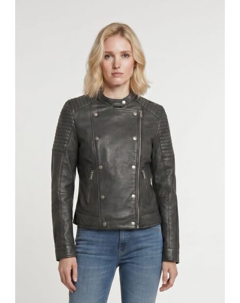 Veste en cuir Gael noire