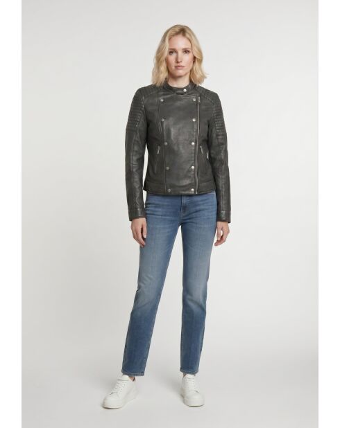 Veste en cuir Gael noire